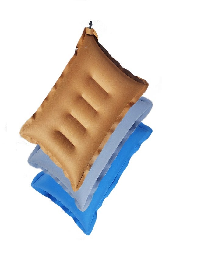 RAV Pack of 3 Cushion Sleeping Bag Backpacking Pillow Soft Comfortable Air Inflatable Travel Pillow Tourist Pillow Sleeping Tourist Pillow(Color- Multi Color). - Image 1